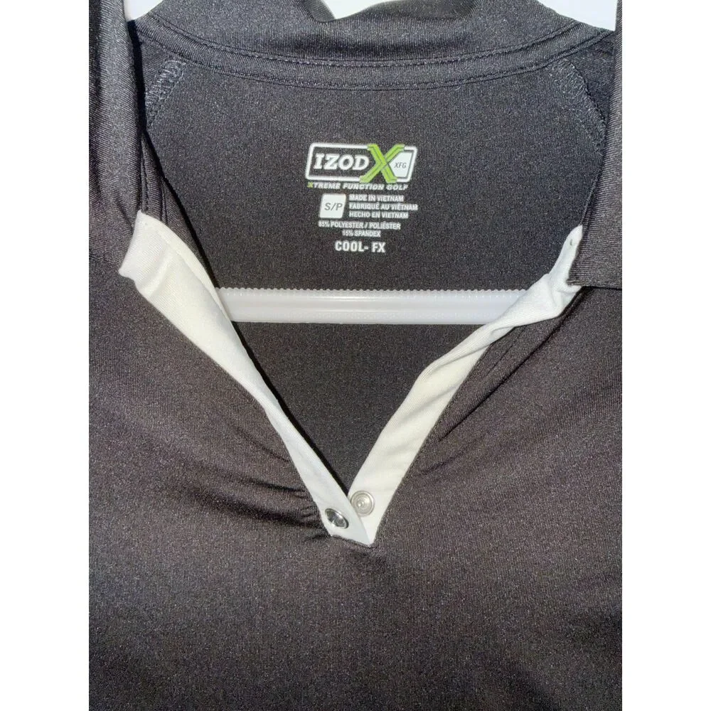 IZOD XFG Women's Golf Polo Shirt Size S Black White Rhinestone Studded Cool-FX